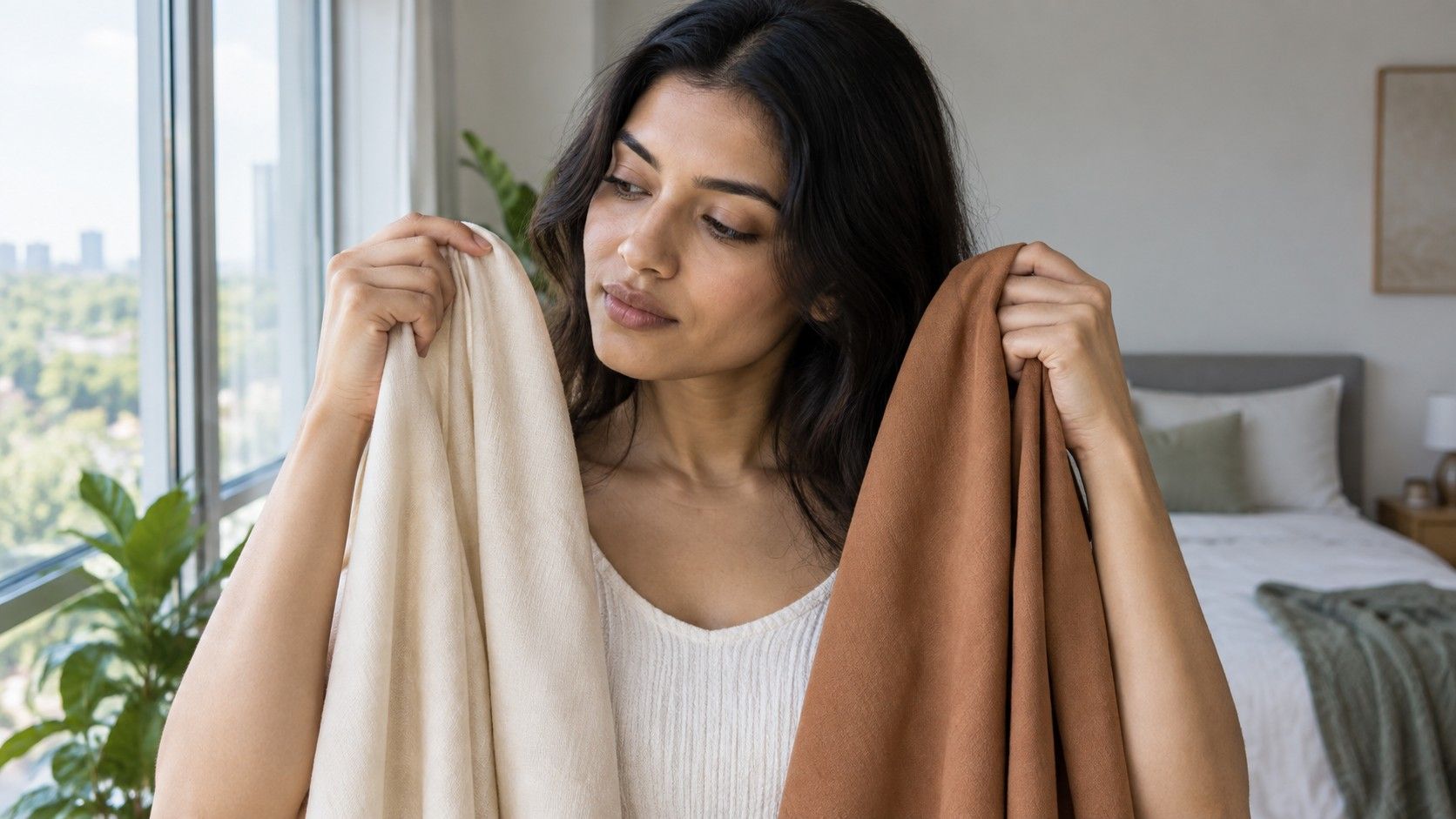 Person taking a natural-light portrait for a skin colour comparison
